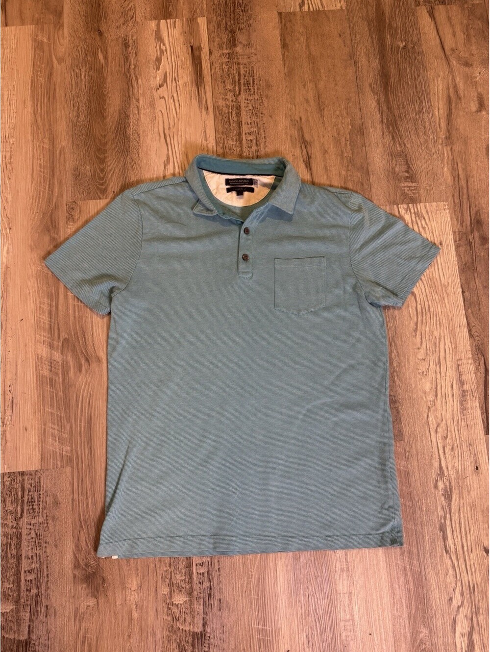 Banana Republic Men’s Large Green Performance Pique Polo Shirt Pocket Stndrd Fit